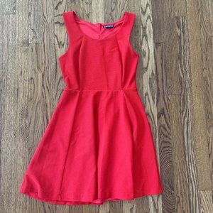 Express Red Fit and Flare Skater Dress
